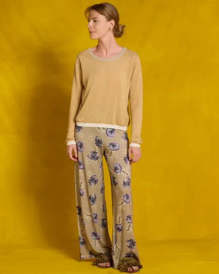 FLORAL PRINT LONG TROUSERS  COL.314